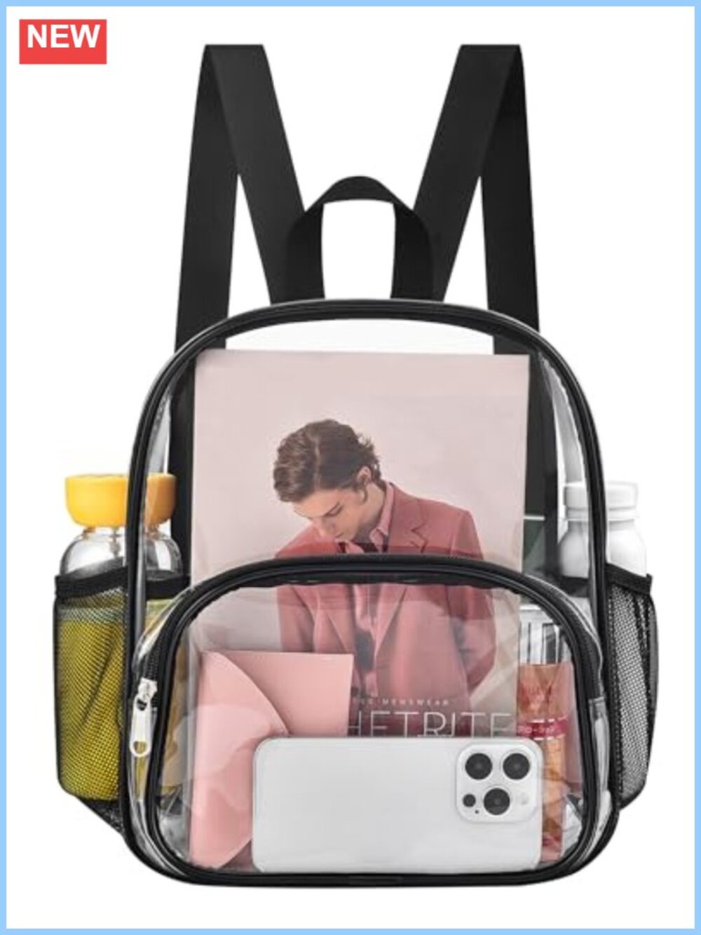 Clear Backpack Stadium Approved PVC Waterproof Unisex